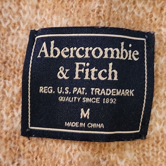 Abercrombie & Fitch Scoop Neck Zebra Print Sweater, Camel & Cream Cozy Knit Sz M - Picture 5 of 10